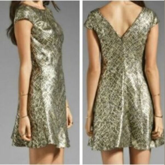 Shoshanna Classically Elegant Metallic Cap Sleeve Bethany Dress Size 8 - Picture 12 of 12